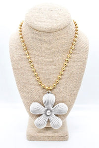 Large Flower Pendant Convertible Gold Chain Necklace
