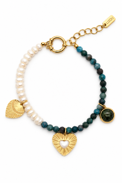 Freshwater Pearls and Heart Bracelet -French Flair Collection- B1-2083