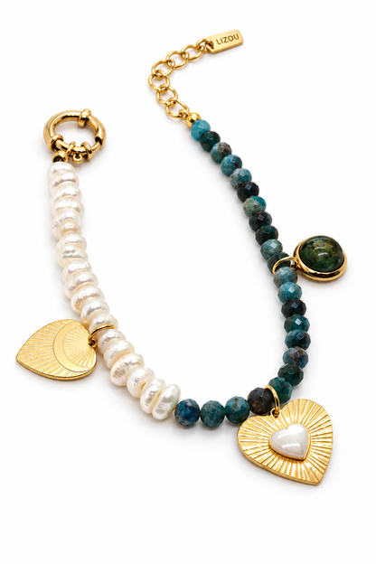 Freshwater Pearls and Heart Bracelet -French Flair Collection- B1-2083