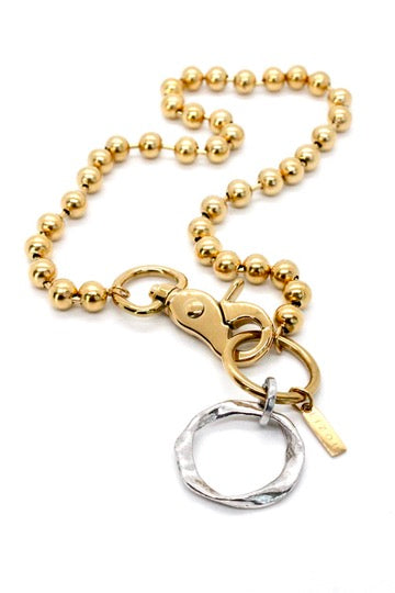 Silver Hoop Charm Necklace Gold Chain Claw Clasp