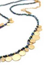 Load image into Gallery viewer, Short Mini Gold Disc Charm Azurite Necklace - N2-2612AZ
