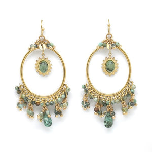 African Turquoise and Chain Dangle Earrings - E4-300