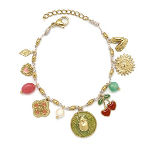 Green Lucky Beetle Charm Bracelet - B4-022
