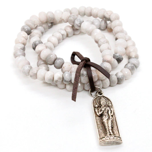 White Lace Agate Buddha Bracelet -Buddha Collection-