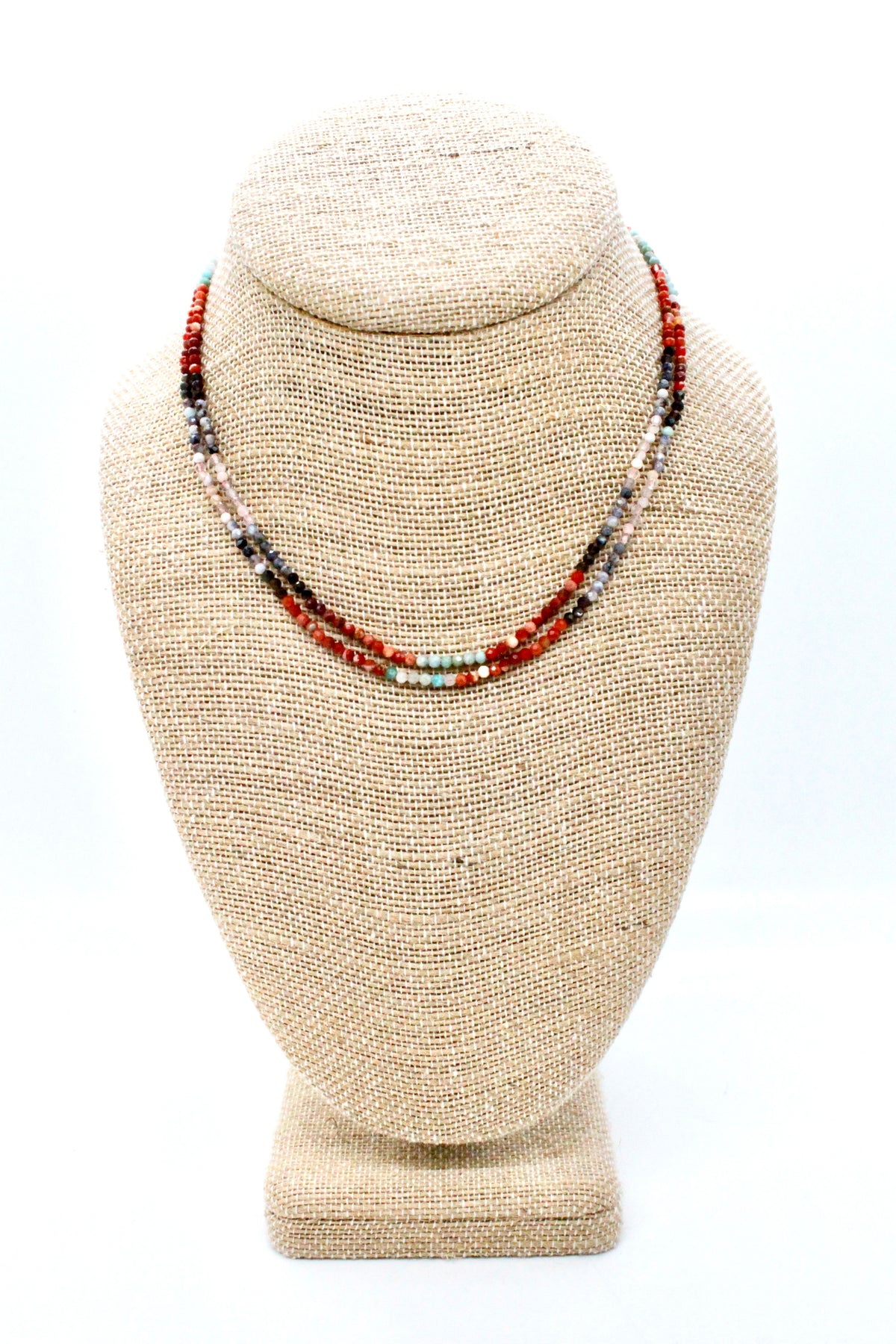 Delicate Faceted Mini Semi Precious Stone Mix Beaded Necklace - N9-003