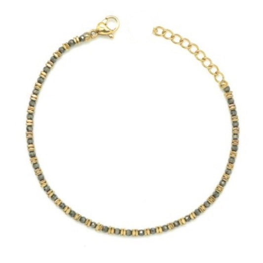 Faceted Pyrite and 18K Gold Plate Delicate Bracelet - B4-028PY