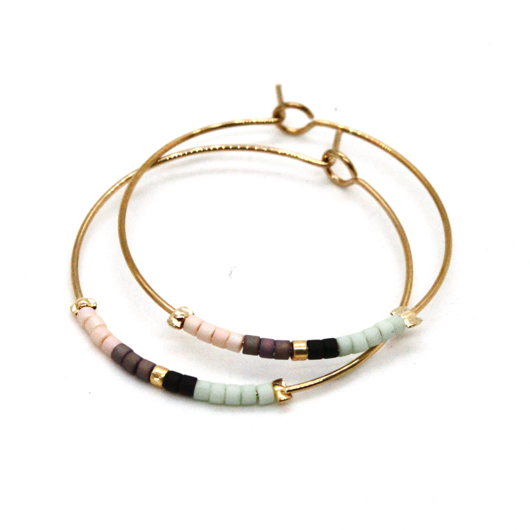 Miyuki Bead Mix Hoop Earrings - E8-038C