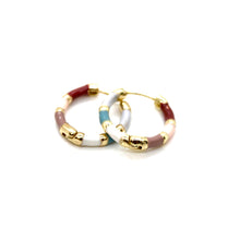 Load image into Gallery viewer, Enamel and Gold Huggie Earrings  - E4-459D
