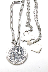 Silver Chain with Sterling Silver French Saint Charms -French Medals Collection-