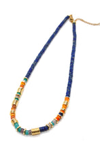 Load image into Gallery viewer, Bright Stone and Gold Beaded Short Necklace -French Flair Collection-
