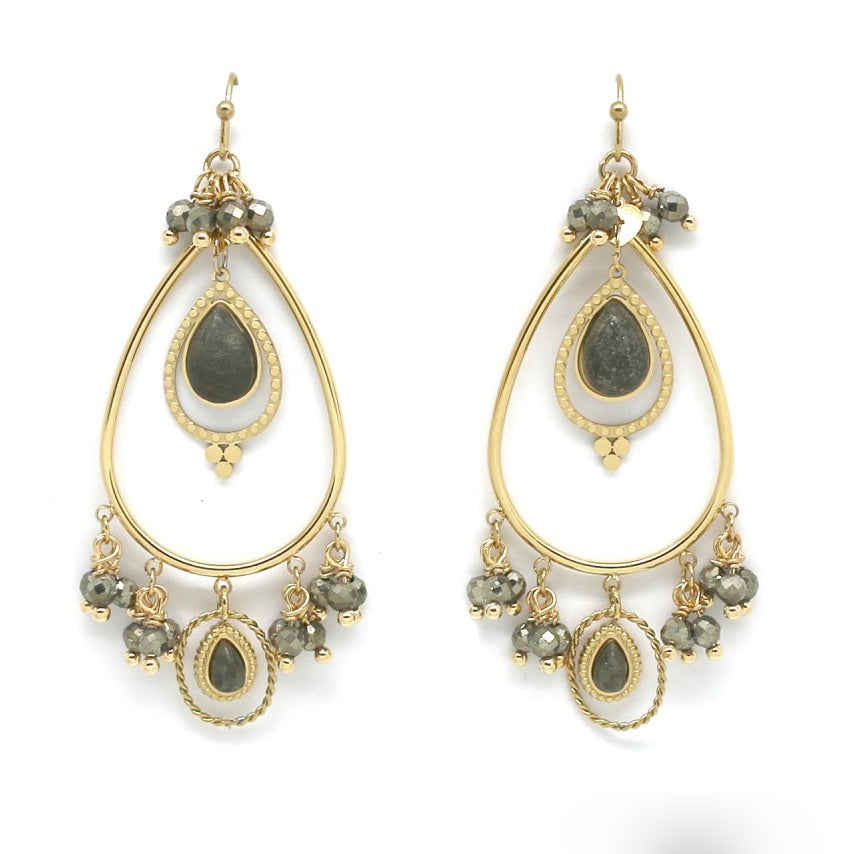 Pyrite Mini Drops Dangle Earrings - E4-315