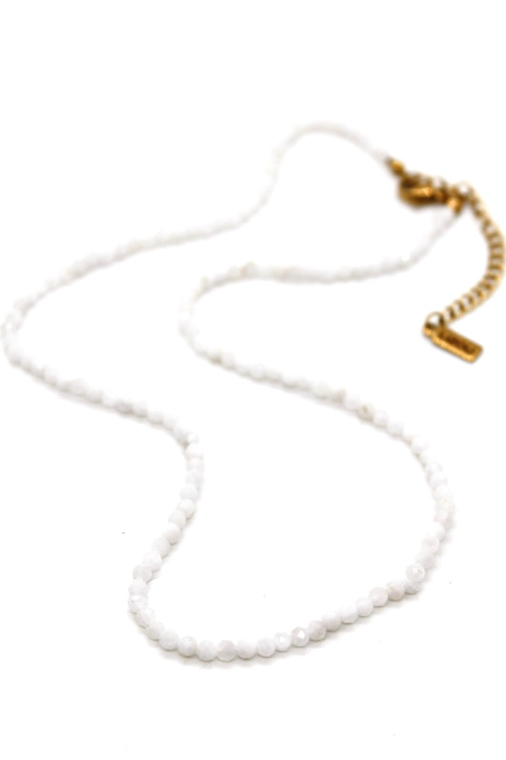Short Moonstone Simple Stone Necklace - N9-200MS