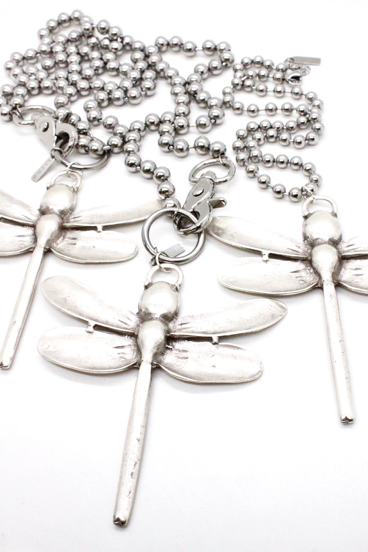 Large Dragonfly Pendant Convertible Silver Chain Necklace