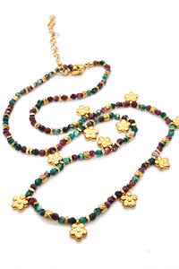 Mini Gold Daisy Semi Precious Stone Necklace N2-2444 -French Flair Collection-