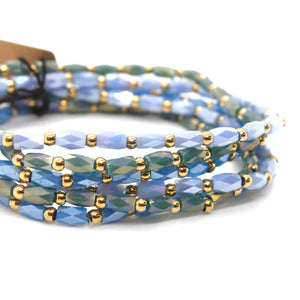 Glass and Gold Stackable Faceted Bracelet -French Flair Collection-