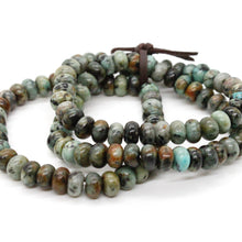 Load image into Gallery viewer, African Turquoise Rondelle Bead Three Strand Bracelet -BL-AF1
