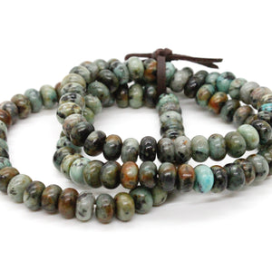 African Turquoise Rondelle Bead Three Strand Bracelet -BL-AF1