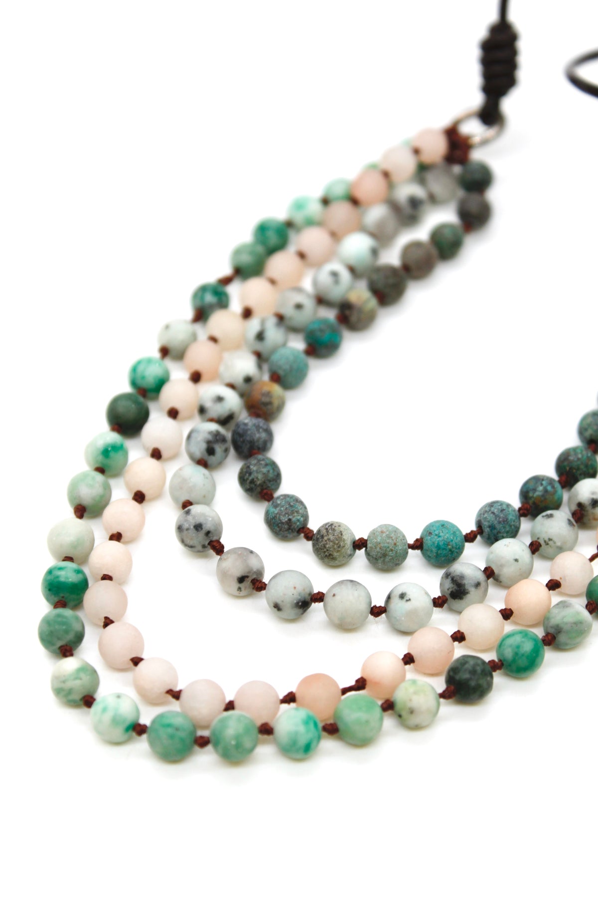 Semi Precious Stone Multi Strand Short Necklace - NLS-M37