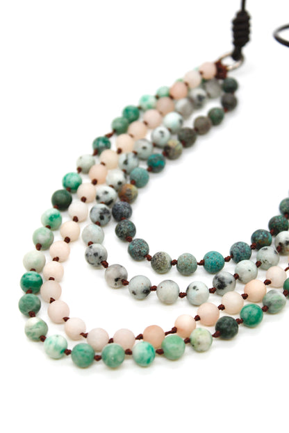 Semi Precious Stone Multi Strand Short Necklace - NLS-M37