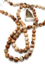Load image into Gallery viewer, Long Jasper Hand Knotted Necklace with Two Tone Reversible Buddha Charm  -The Buddha Collection- NL-JP-B
