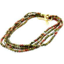 Load image into Gallery viewer, Delicate Faceted Mini Semi Precious Stone Unakite Beaded Necklace - N9-100
