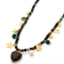 Load image into Gallery viewer, African Turquoise Mini Charm Necklace with Heart
