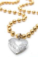 Load image into Gallery viewer, Single Gold Plate Ball Chain Necklace with Heart Locket N2-S063-1g -The Classics Collection-
