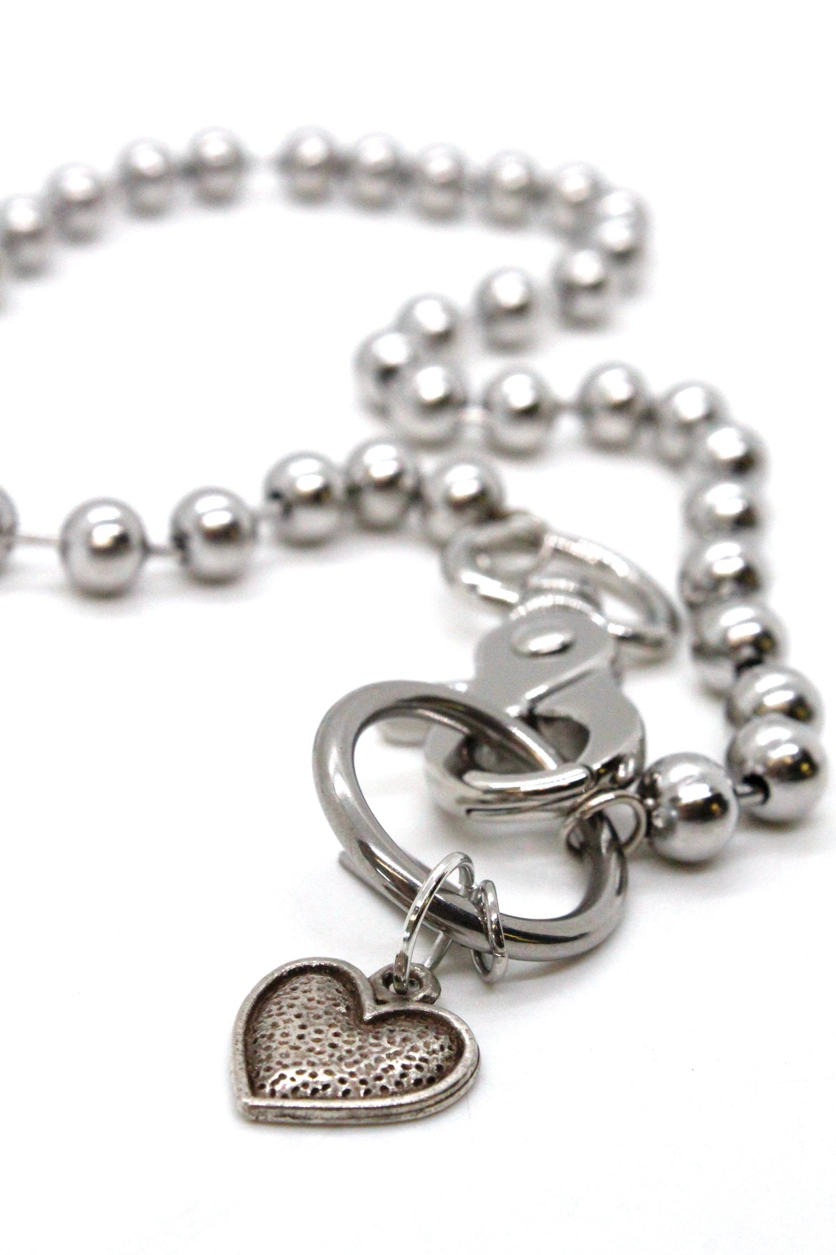 Small Silver Textured Heart Necklace Single Silver Chain Claw Clasp