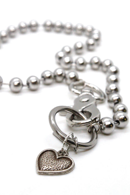 Small Silver Textured Heart Necklace Single Silver Chain Claw Clasp