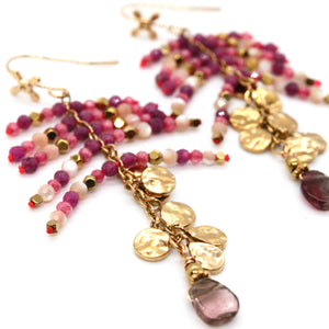 Semi Precious Stone and Mother of Pearl Dangle Earrings - E4-322