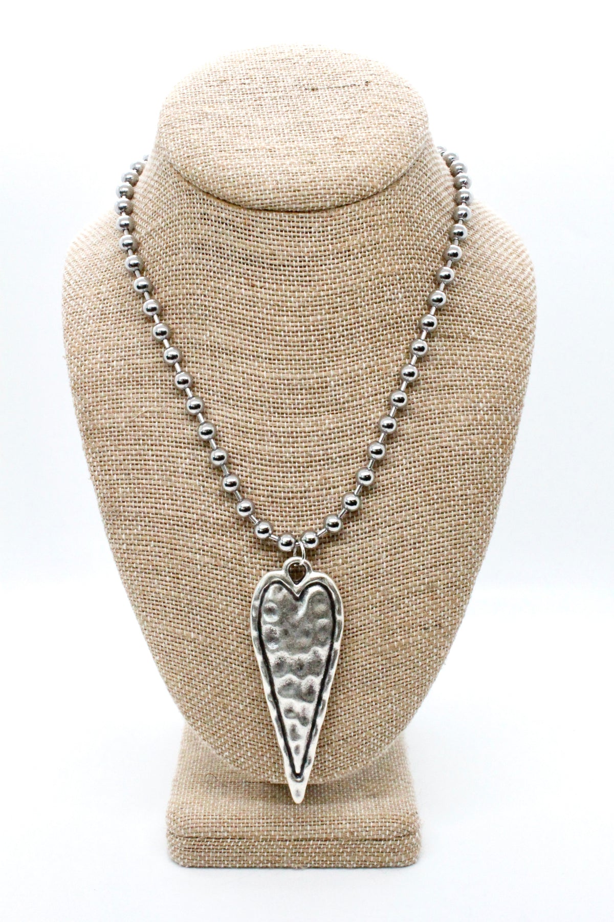 Elongated Heart Convertible Silver Chain Necklace