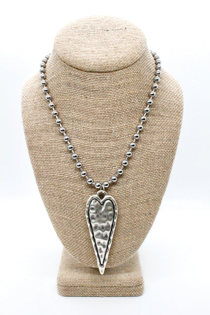 Elongated Heart Convertible Silver Chain Necklace