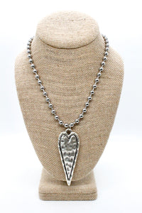 Elongated Heart Convertible Silver Chain Necklace