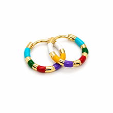 Load image into Gallery viewer, Enamel and Gold Huggie Earrings  - E4-459B
