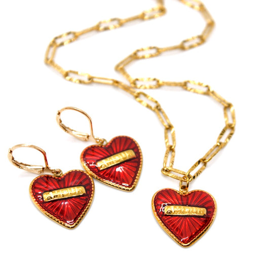 Amour Heart Red Earrings - E9-109