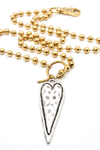 Elongated Heart Convertible Gold Chain Necklace