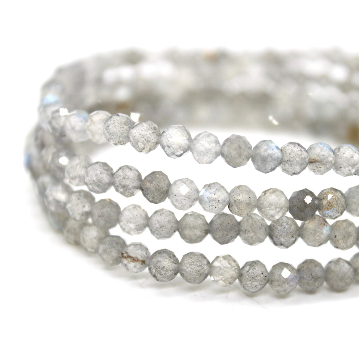 Faceted Labradorite 4mm Stretch Bracelet - B7-018