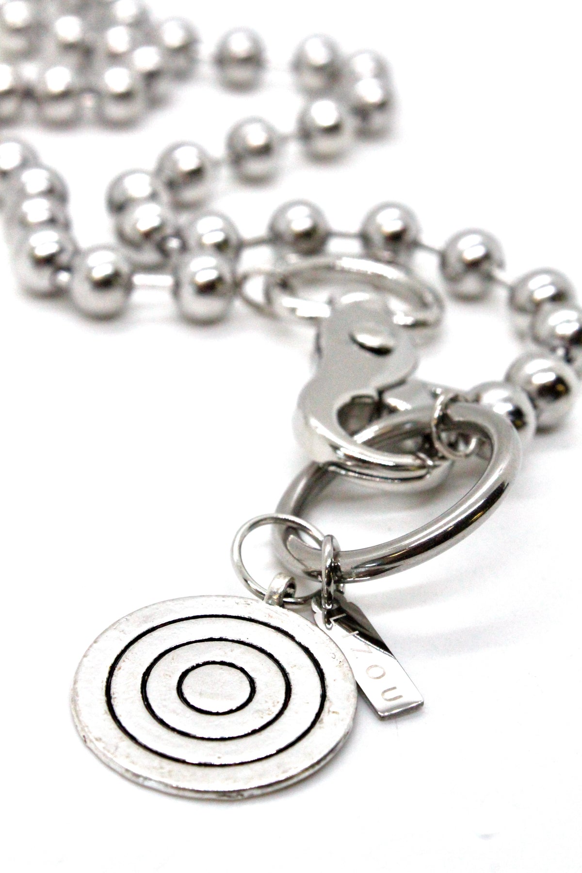 Silver Target Necklace Single Silver Chain Claw Clasp