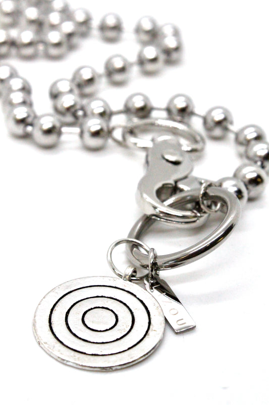 Silver Target Necklace Single Silver Chain Claw Clasp