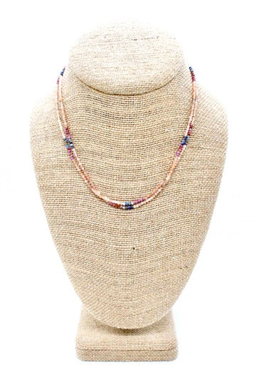 Delicate Faceted Mini Semi Precious Stone Mix Beaded Necklace - N9-004