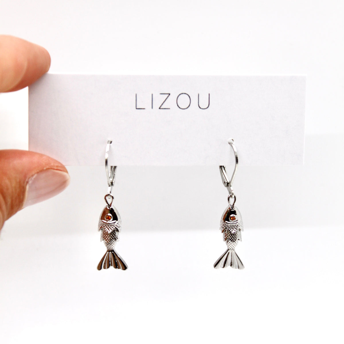 Articulated Gold Fish Silver Earrings - E4-267SL