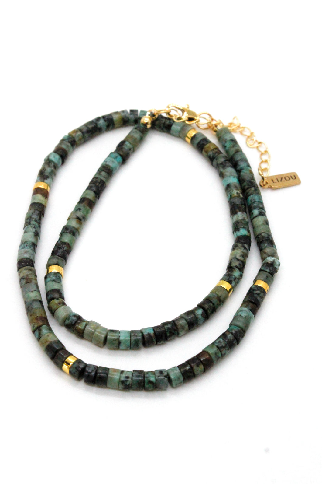 Natural Stone Short Necklace with Gold -Stone Collection-