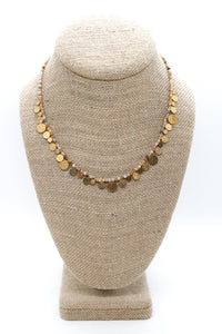 Short Mini Gold Disc Charm Crazy Agate Necklace - N2-2612CA