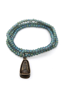 Matte Crystal Necklace with Small Buddha -Buddha Collection-
