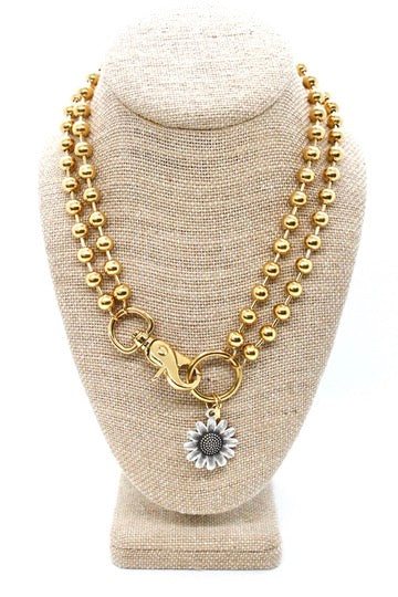 Sunflower Style Pendant Convertible Gold Chain Necklace