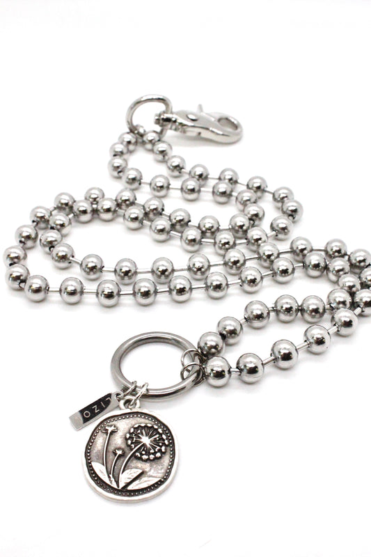 Dandelion Pendant Convertible Silver Chain Necklace