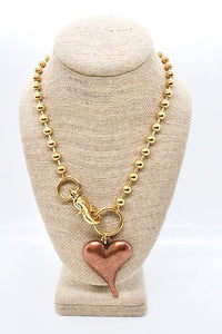 Simple Copper Pendant Convertible Gold Chain Necklace
