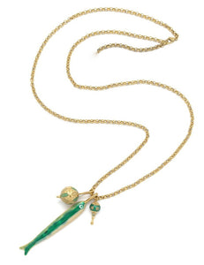 Long Fish Pendant Necklace - N2-2589