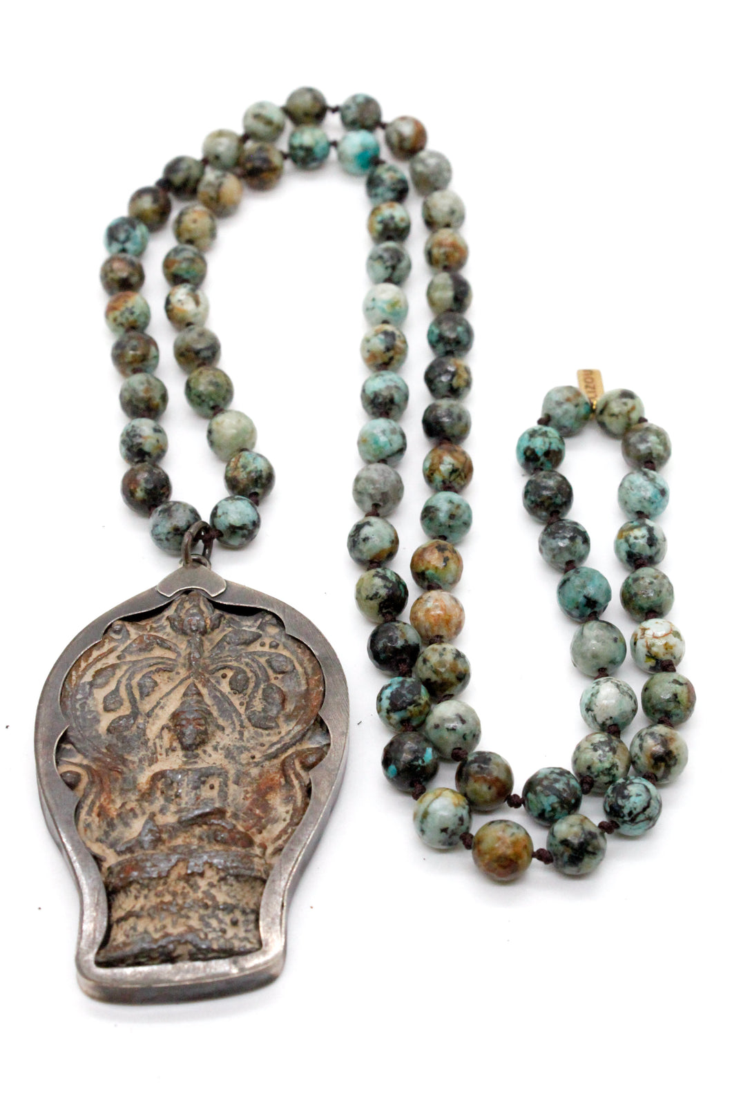 Buddha Necklace 81 - Large African Turquoise Buddha Necklace - One of a Kind -