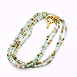 Delicate Faceted Mini Semi Precious Stone Amazonite Beaded Necklace - N9-108